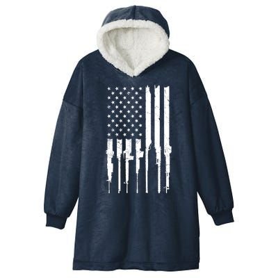 Rifle American Flag Hooded Wearable Blanket