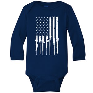 Rifle American Flag Baby Long Sleeve Bodysuit