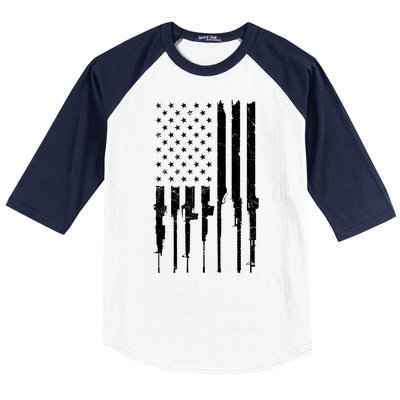 Rifle American Flag Baseball Sleeve Shirt