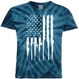 Rifle American Flag Kids Tie-Dye T-Shirt