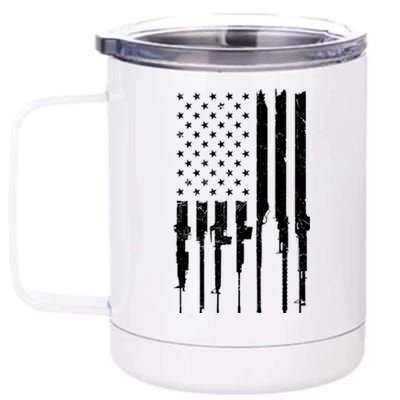 Rifle American Flag 12 oz Stainless Steel Tumbler Cup