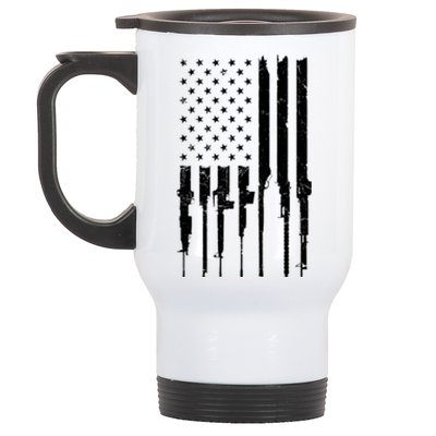 Rifle American Flag Stainless Steel Travel Mug