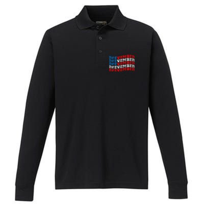 Roevember American Flag Performance Long Sleeve Polo