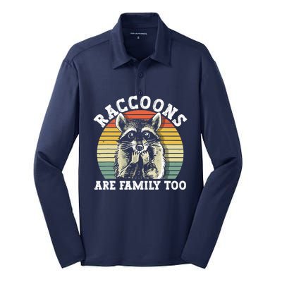 Raccoons Are Family Too Funny Raccoon Silk Touch Performance Long Sleeve Polo