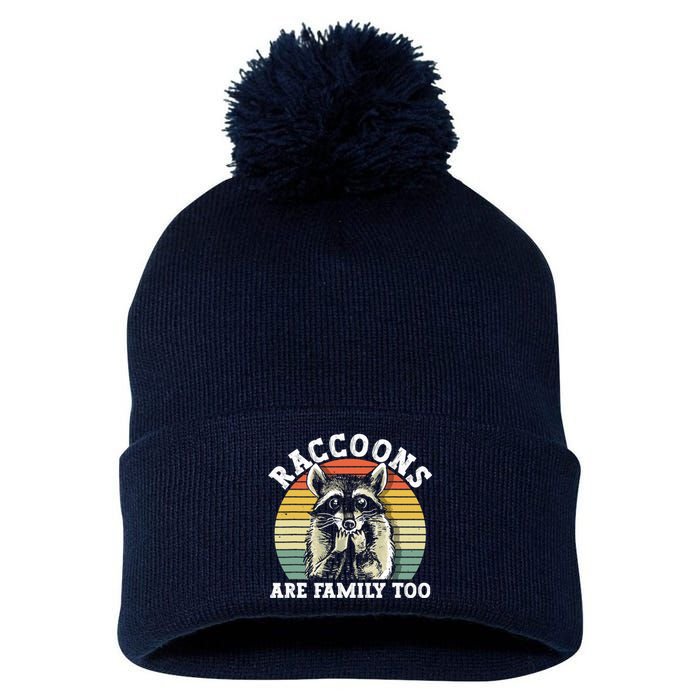 Raccoons Are Family Too Funny Raccoon Pom Pom 12in Knit Beanie