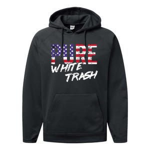 Redneck  American Flag Usa Pure White Trash Performance Fleece Hoodie