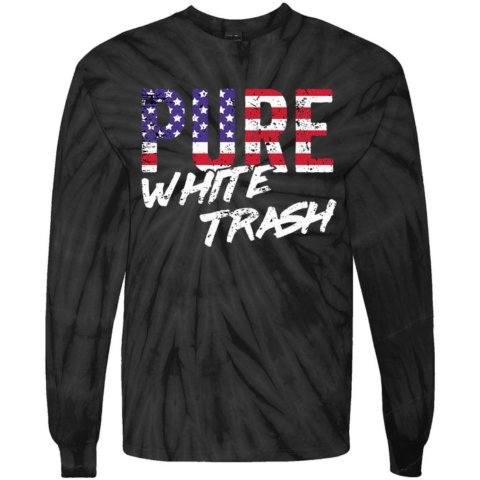 Redneck  American Flag Usa Pure White Trash Tie-Dye Long Sleeve Shirt