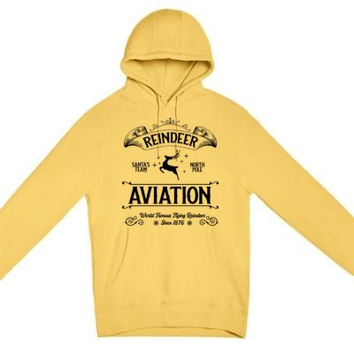 Reindeer Aviation Funny Christmas Santa Claus And Sleigh Gift Premium Pullover Hoodie