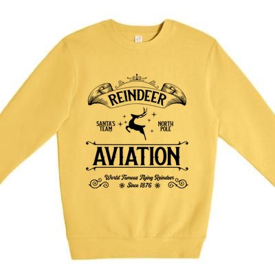 Reindeer Aviation Funny Christmas Santa Claus And Sleigh Gift Premium Crewneck Sweatshirt