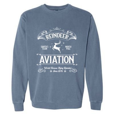 Reindeer Aviation Funny Christmas Santa Claus And Sleigh Gift Garment-Dyed Sweatshirt