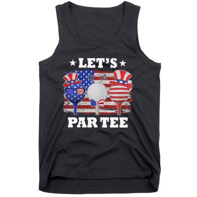 Retro American Flag Golf Gift for Golfer Funny Golf Club Tank Top