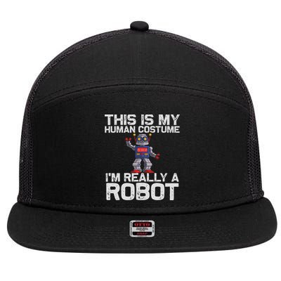 Robot Art For Women Robotics Engineer Robot Lover 7 Panel Mesh Trucker Snapback Hat