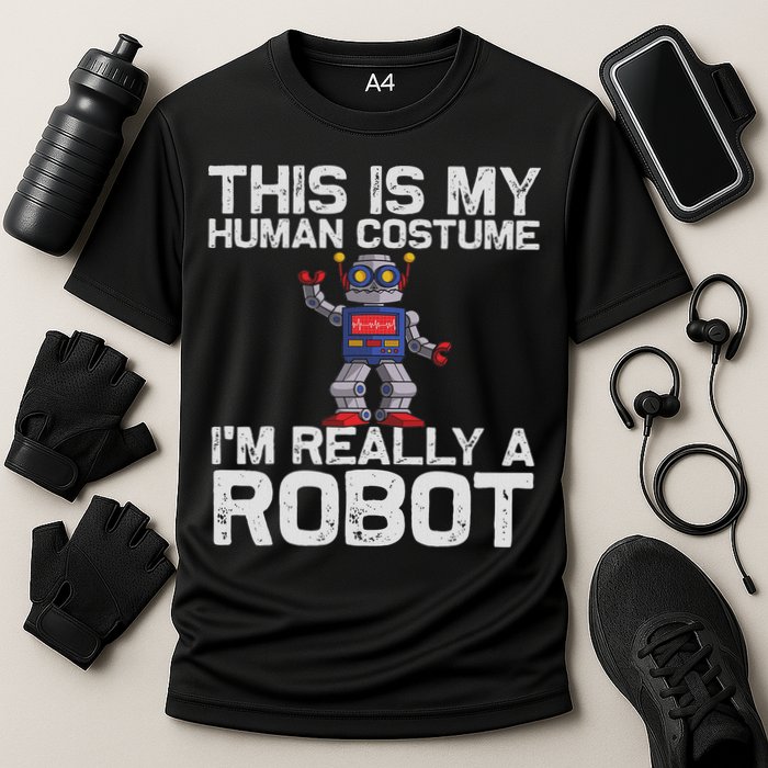Robot Art For Women Robotics Engineer Robot Lover Cooling Performance Crew T-Shirt