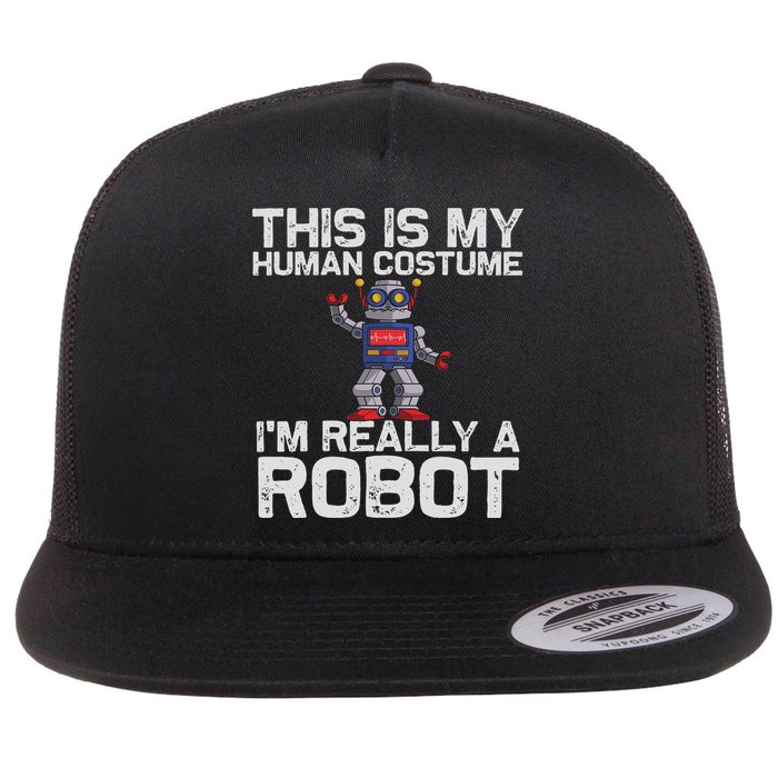 Robot Art For Women Robotics Engineer Robot Lover Flat Bill Trucker Hat