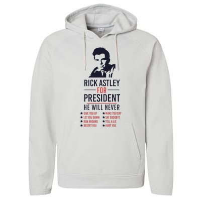 Rick Astley For President Performance Fleece Hoodie