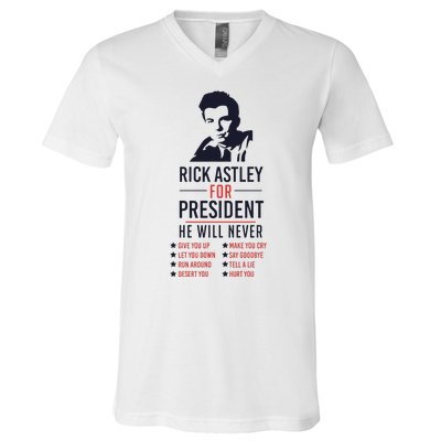 Rick Astley For President V-Neck T-Shirt