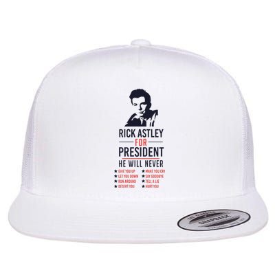 Rick Astley For President Flat Bill Trucker Hat