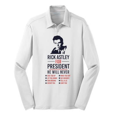 Rick Astley For President Silk Touch Performance Long Sleeve Polo