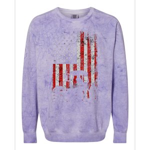 Retro American Flag Tractor Gift  Tractor Farm  Colorblast Crewneck Sweatshirt