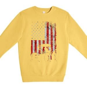 Retro American Flag Tractor Gift  Tractor Farm  Premium Crewneck Sweatshirt