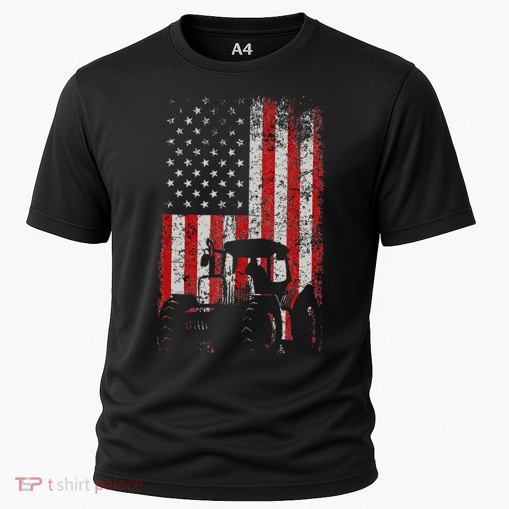 Retro American Flag Tractor Gift  Tractor Farm  Performance Shirt