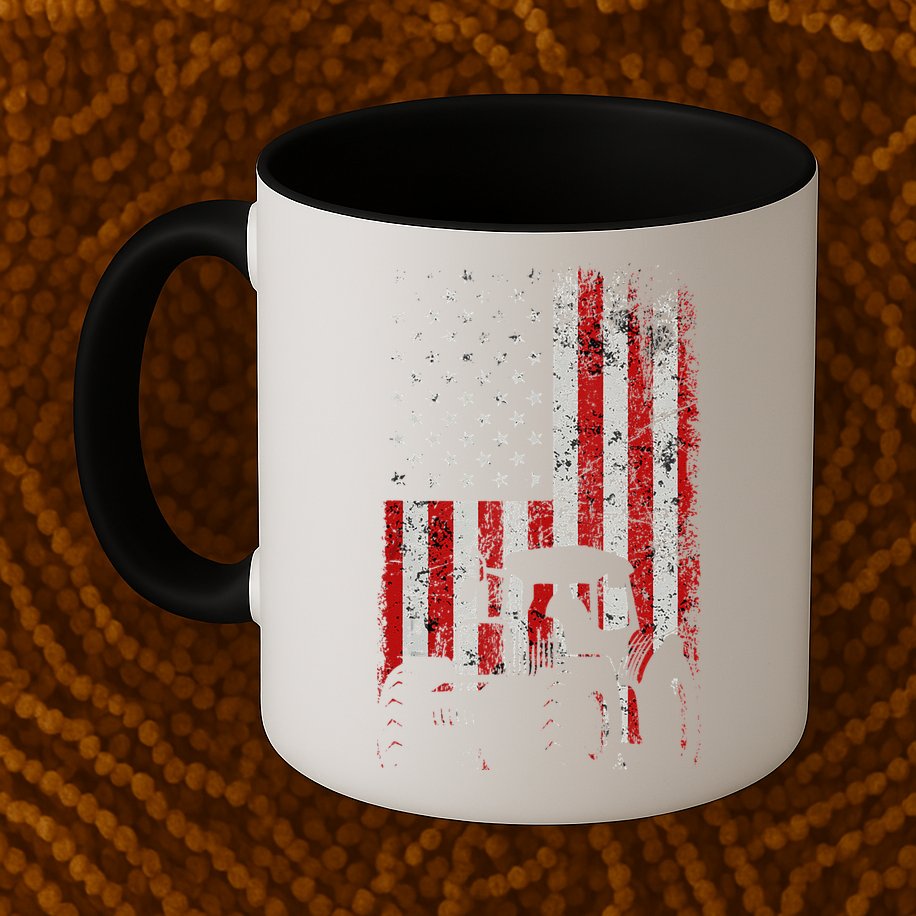 Retro American Flag Tractor Gift  Tractor Farm  Mug