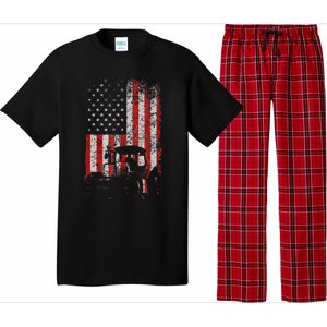 Retro American Flag Tractor Gift  Tractor Farm  Pajama Set