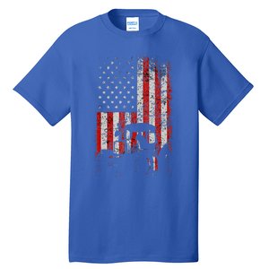 Retro American Flag Tractor Gift  Tractor Farm  Tall T-Shirt