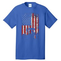 Retro American Flag Tractor Gift  Tractor Farm  Tall T-Shirt