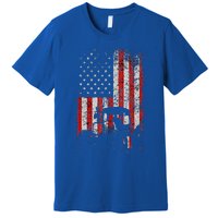 Retro American Flag Tractor Gift  Tractor Farm  Premium T-Shirt