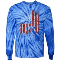 Retro American Flag Tractor Gift  Tractor Farm  Tie-Dye Long Sleeve Shirt