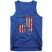 Retro American Flag Tractor Gift  Tractor Farm  Tank Top