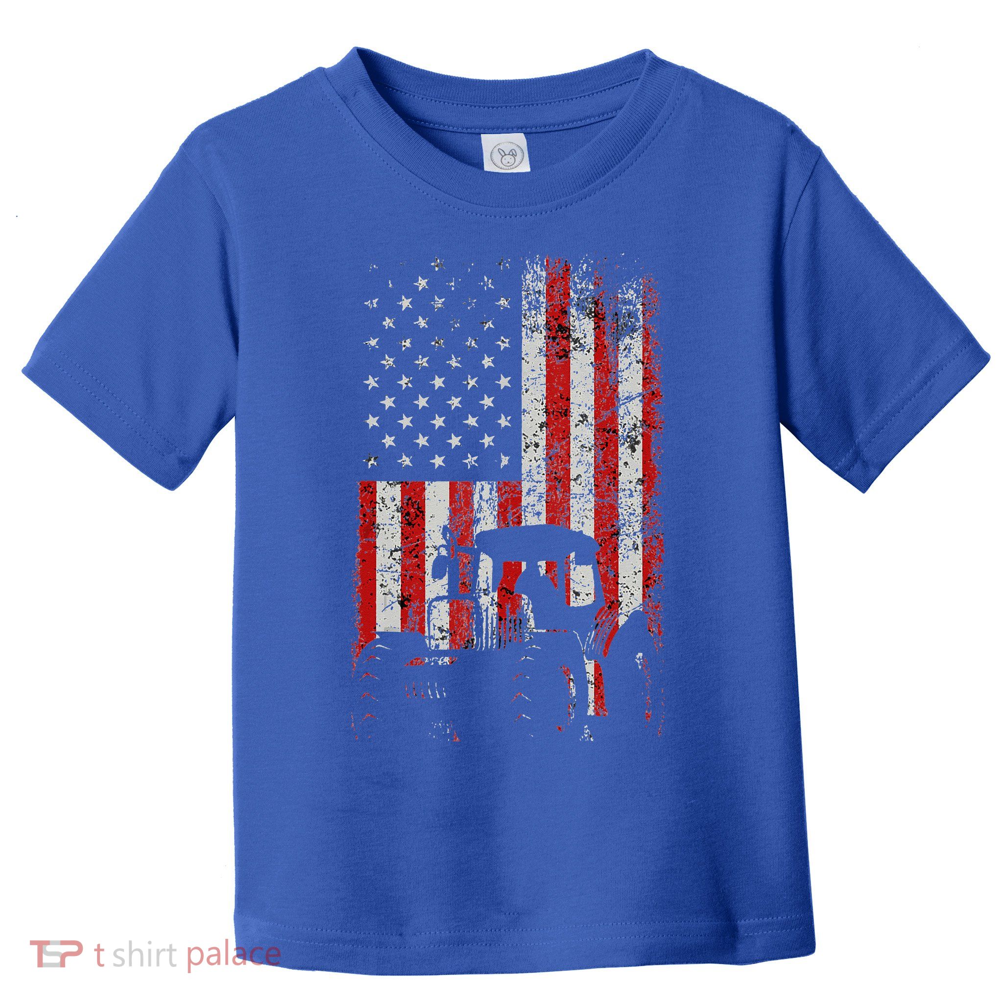 Retro American Flag Tractor Gift  Tractor Farm  Toddler T-Shirt
