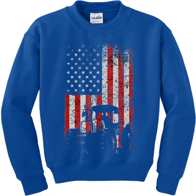 Retro American Flag Tractor Gift  Tractor Farm  Kids Sweatshirt