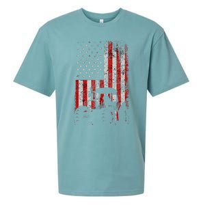 Retro American Flag Tractor Gift  Tractor Farm  Sueded Cloud Jersey T-Shirt