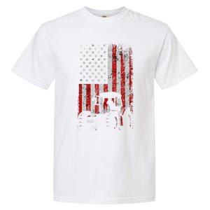 Retro American Flag Tractor Gift  Tractor Farm  Garment-Dyed Heavyweight T-Shirt