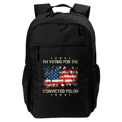Retro American Flag Im Voting For The Convicted Felon Funny Gift Daily Commute Backpack
