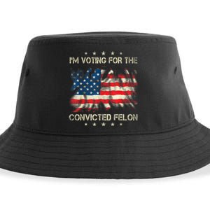 Retro American Flag Im Voting For The Convicted Felon Funny Gift Sustainable Bucket Hat