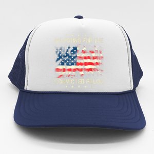 Retro American Flag Im Voting For The Convicted Felon Funny Gift Trucker Hat