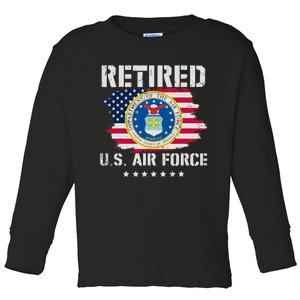 Retired Air Force Veteran Retirement Air Force Retired Toddler Long Sleeve Shirt