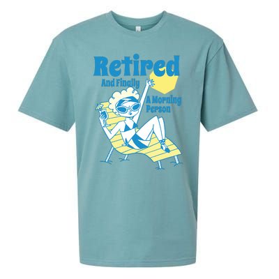 Retired And Finally A Morning Person Gift Sueded Cloud Jersey T-Shirt