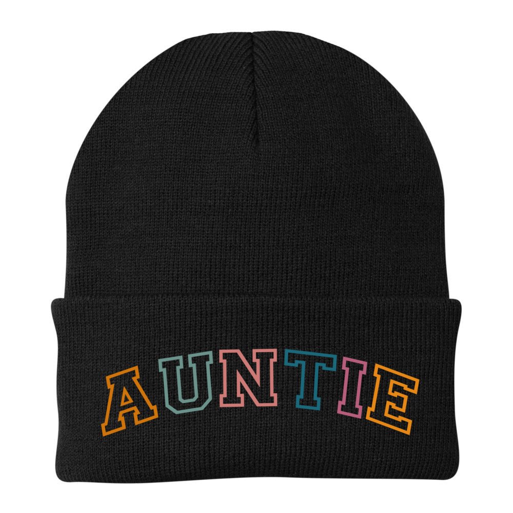 Retro Auntie For Sister, New Aunt Pregnancy Announcement Beanie
