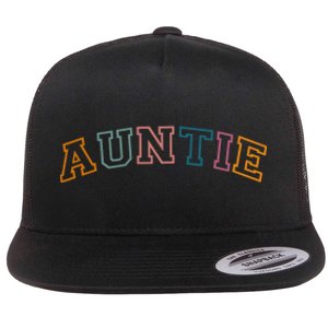 Retro Auntie For Sister, New Aunt Pregnancy Announcement Flat Bill Trucker Hat