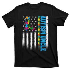 Retro American Flag Autism Uncle Awareness Autistic T-Shirt