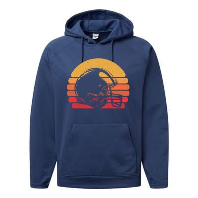 Retro American Football Team Gift Vintage Football Player Gift Performance Fleece Hoodie