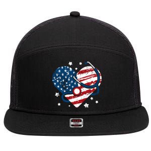 Retro American Flag Heart Nurse 4th Of July Nursing Mama Mom Cute Gift 7 Panel Mesh Trucker Snapback Hat