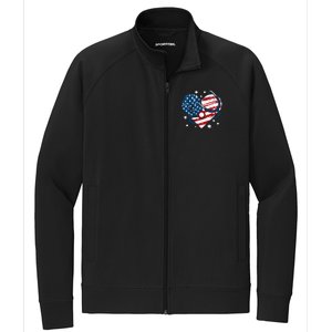 Retro American Flag Heart Nurse 4th Of July Nursing Mama Mom Cute Gift Stretch Full-Zip Cadet Jacket