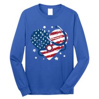 Retro American Flag Heart Nurse 4th Of July Nursing Mama Mom Cute Gift Long Sleeve Shirt