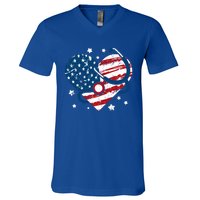 Retro American Flag Heart Nurse 4th Of July Nursing Mama Mom Cute Gift V-Neck T-Shirt