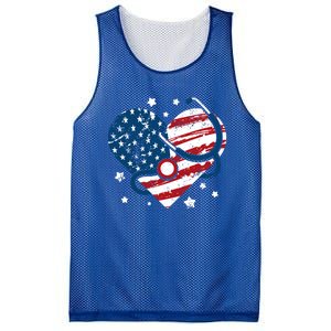 Retro American Flag Heart Nurse 4th Of July Nursing Mama Mom Cute Gift Mesh Reversible Basketball Jersey Tank